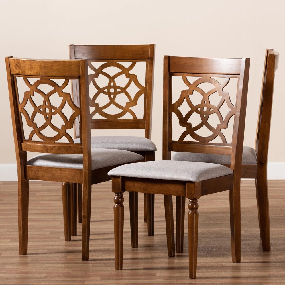 Baxton Studio Lylah Dining Chair in Grey and Walnut &#40;Set of 4&#41;, , large