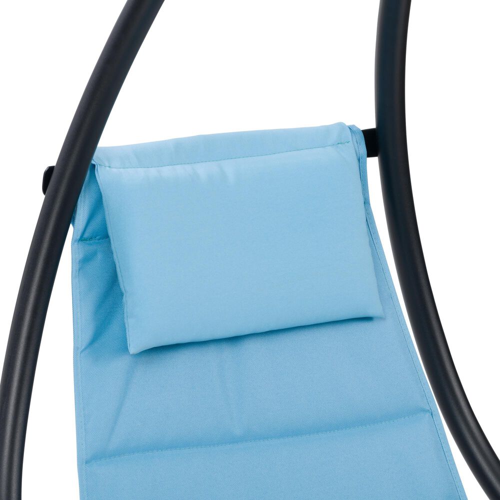 CorLiving Kingsley Chaise Lounge Chair with Canopy in Light Blue, , large
