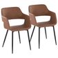 LumiSource Margarite Contemporary Dining/accent Chair in Black Metal and Brown Faux Leather by LumiSource - Set of 2, , large