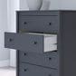 Ashley Simmenfort 5-Drawer Chest in Matte Navy Blue, , large