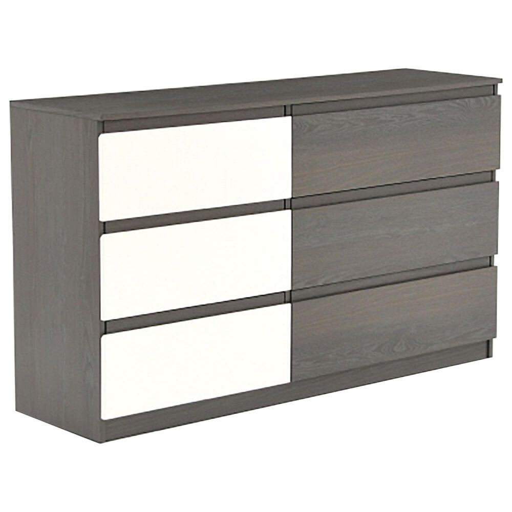 Sauder Hudson Court 6 Drawer Double Dresser in Charcoal Ash, , large