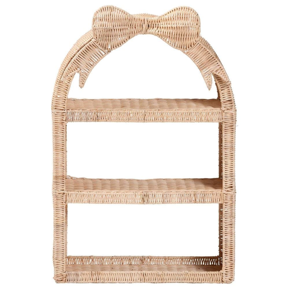 Baxton Studio Creusa 3-Tier Arched Wall Shelf in Natural Brown, , large