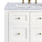 James Martin Vanities Breckenridge 30" Single Bathroom Vanity in Bright White with 3 cm Carrara White Marble Top and Rectangular Sink, , large