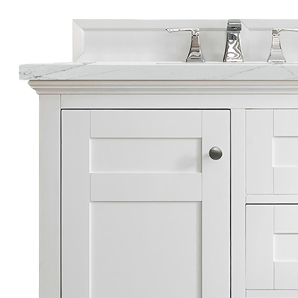 James Martin Vanities Palisades 36&quot; Single Bathroom Vanity in Bright White with 3 cm Ethereal Noctis Quartz Top and Rectangular Sink, , large