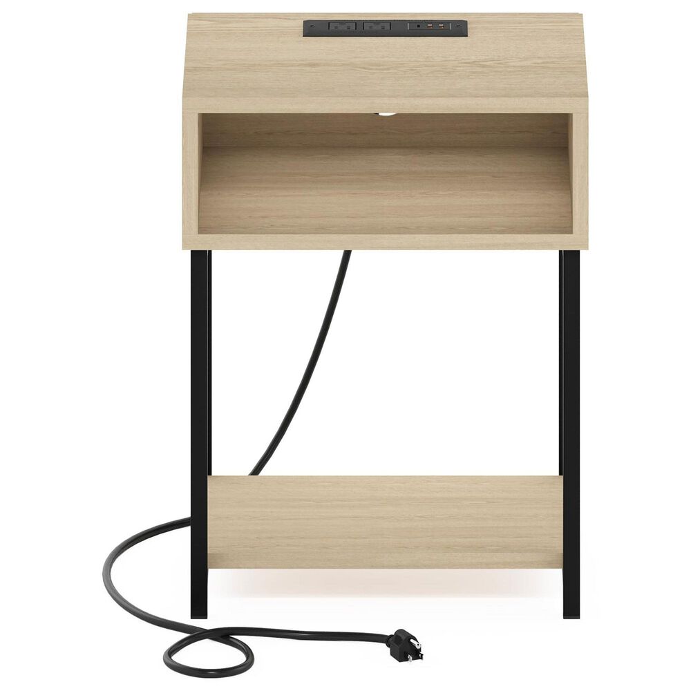 HOMLUX 19.7" 3-Tier End Table in Bauhaus Oak and Black, , large