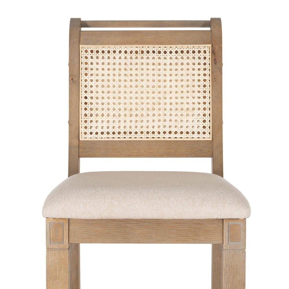 Linon Home Decor Emmy 26" Counter Stool with Natural Claudette Cane and Beige Cushion in Grey Wash, , large