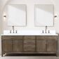 Lexora Home Laurel 84" Double Bathroom Vanity in Grey Oak with White Quartz Top and Rectangular Sinks, , large