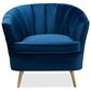 Baxton Studio Emeline Arm Chair with Brushed Gold Frame in Navy Blue, , large