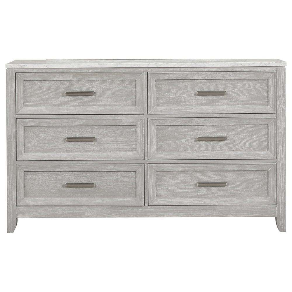 New Heritage Design Fiona 6-Drawer Dresser in Mist Gray and White, , large