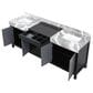 Lexora Home Zilara 84" Double Bathroom Vanity in Black and Grey with 11 cm Castle Grey Marble Top and Rectangular Sinks, , large