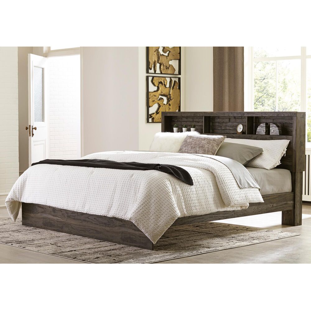 Signature Design by Ashley Vay Bay King Bookcase Bed in Rustic Charcoal, , large