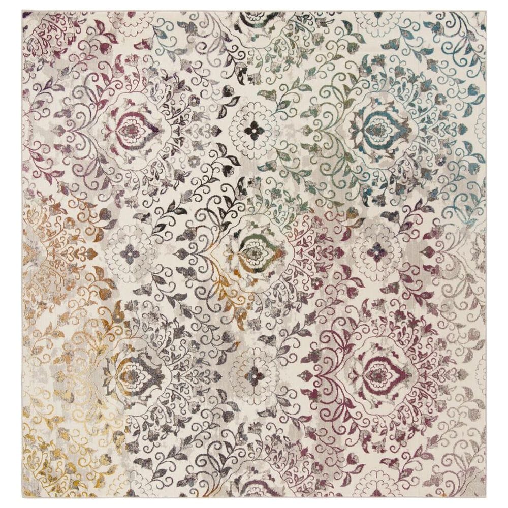 Safavieh Aria 6"6" Square Cream and Multicolor Area Rug, , large