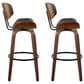 LumiSource Lombardi 30" Swivel Barstool with Black Faux Leather Upholstery in Walnut and Black (Set of 2), , large