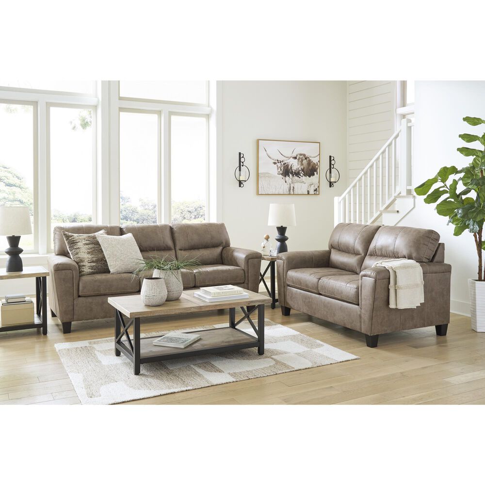 Ashley Navi Stationary Sofa and Loveseat Set in Fossil, , large