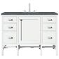 James Martin Vanities Addison 48" Single Bathroom Vanity in Glossy White with 3 cm Parisien Bleu Quartz Top and Rectangular Sink, , large