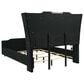 Pacific Landing Lorient 3 Piece Queen Wingback Bedroom Set with Fireplace in Black Velvet, , large