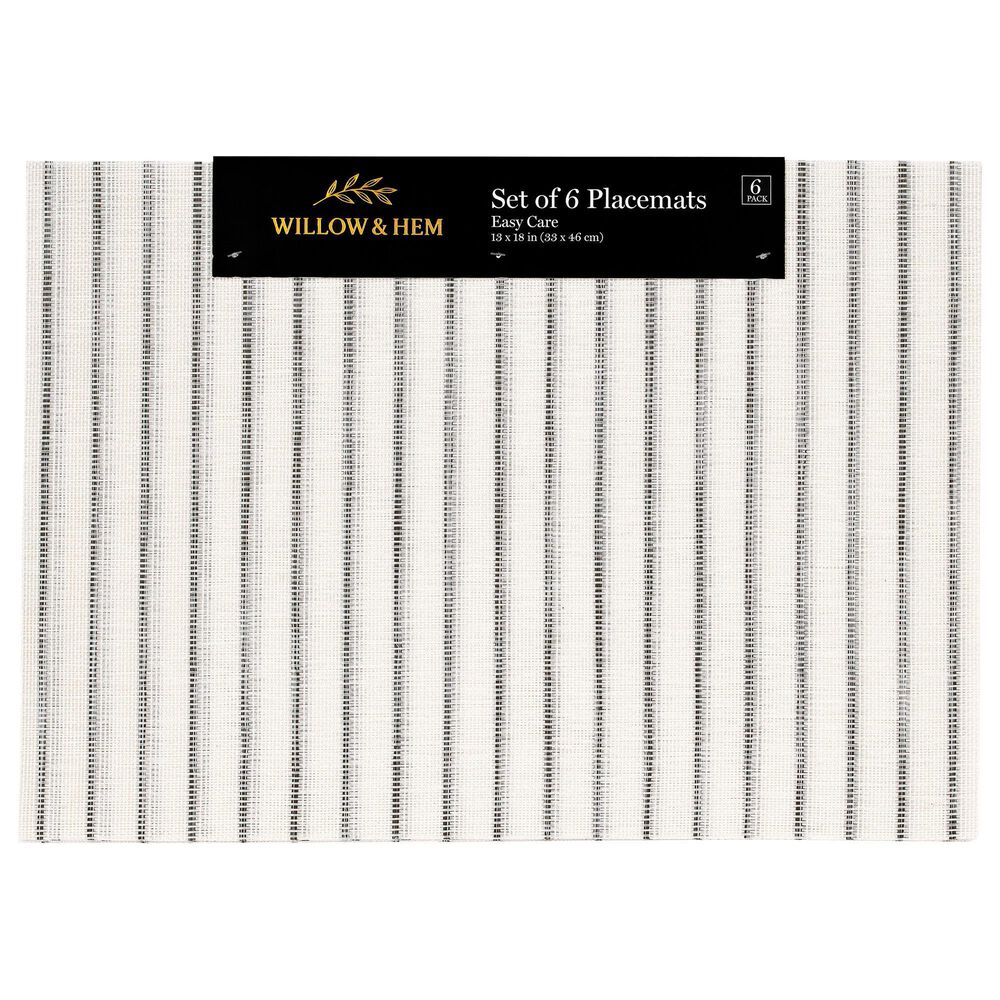 Willow & Hem Harmony Woven Vinyl Placemat in White (Set of 6), , large