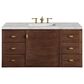 James Martin Vanities Amberly 48" Single Bathroom Vanity in Mid-Century Walnut with 3 cm Eternal Jasmine Pearl Silestone Top, Rectangular Sink and FreePower Wireless Charger, , large