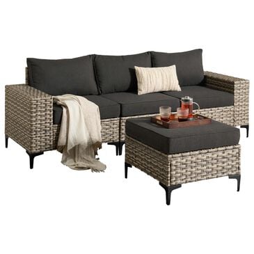 HOMLUX 4-Piece Patio Modular Sofa and Ottoman Set in Black, , large