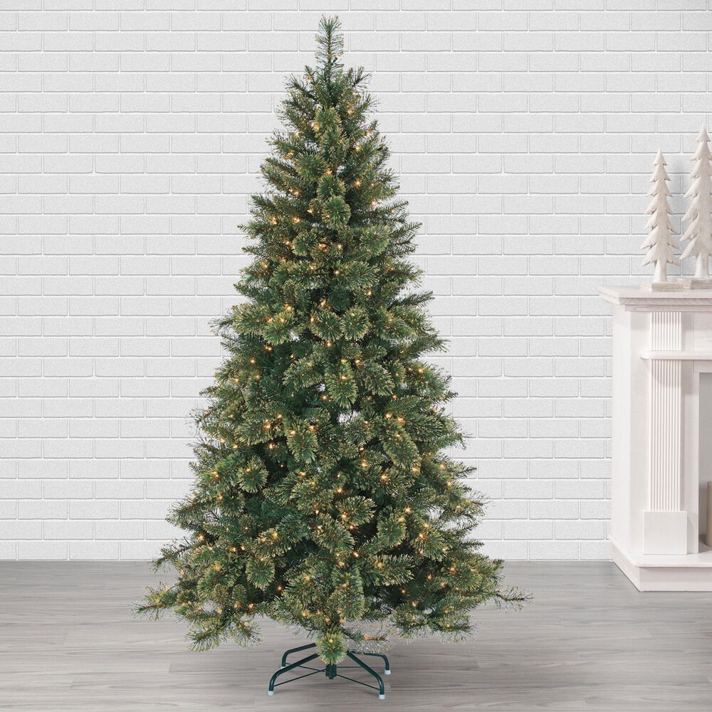 The Gerson Company 6&#39; Pre-Lit Cashmere Pine Christmas Tree in Green, , large
