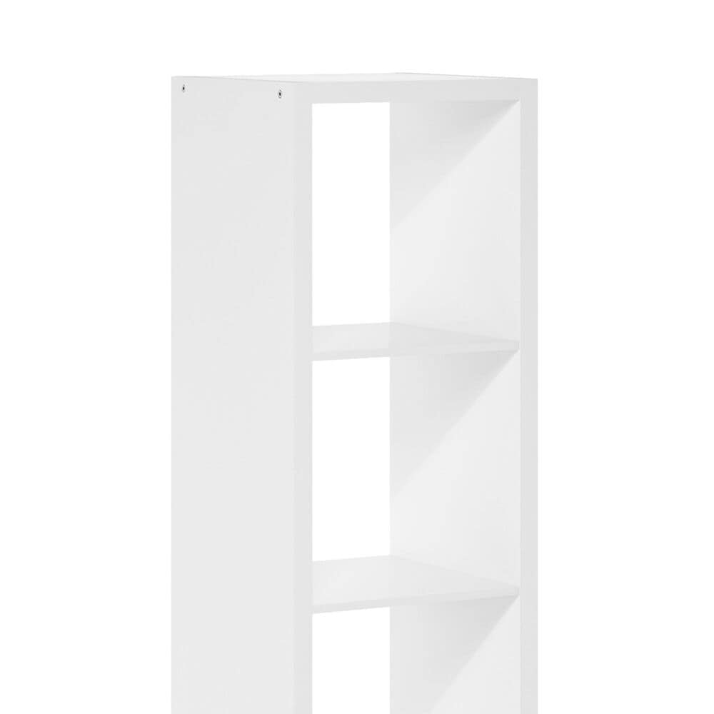 HOMLUX 4-Cube Vertical Reversible Open Back Bookshelf in White, , large