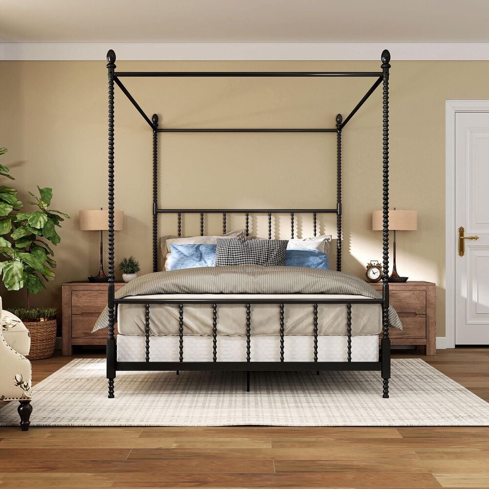 Furniture of America Elliot Queen Canopy Bed in Black, , large