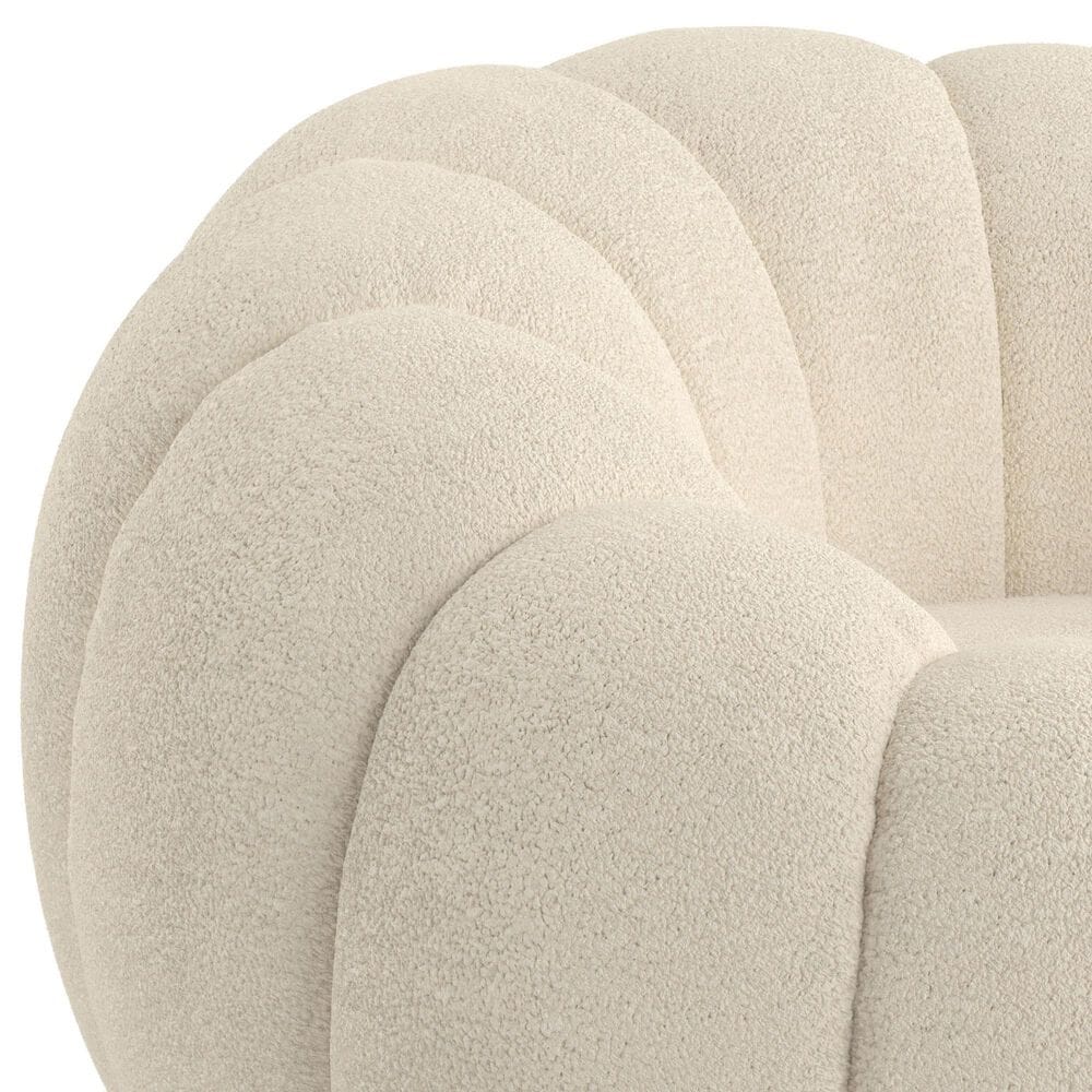 Emerald Home Furnishings Lily Pumpkin Swivel Chair in White Boucle, , large