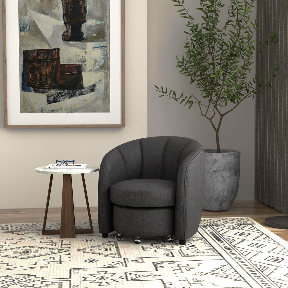 Golden Wave Furniture Elliot Accent Chair and Ottoman with Casters in Charcoal, , large