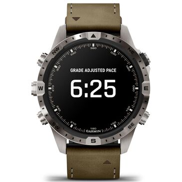 Garmin MARQ 2 Adventurer AMOLED Smartwatch Silver Grade 5 Titanium Bezel Case with Brown Leather Band, , large