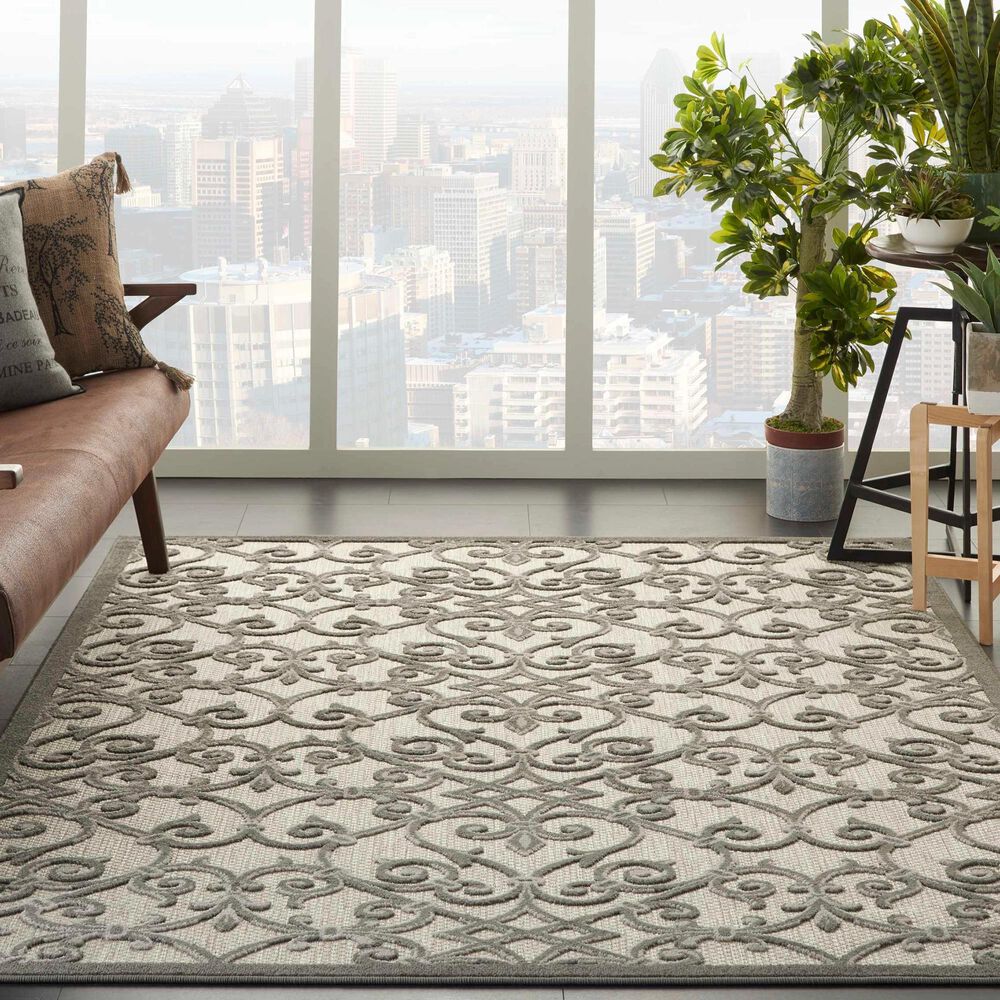 Nourison Aloha 3&#39;6&quot; x 5&#39;6&quot; Grey and Charcoal Indoor/Outdoor Area Rug, , large
