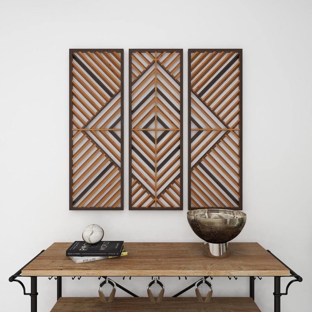 Maple and Jade 35&quot; x 12&quot; Wall Decor in Brown &#40;Set of 3&#41;, , large