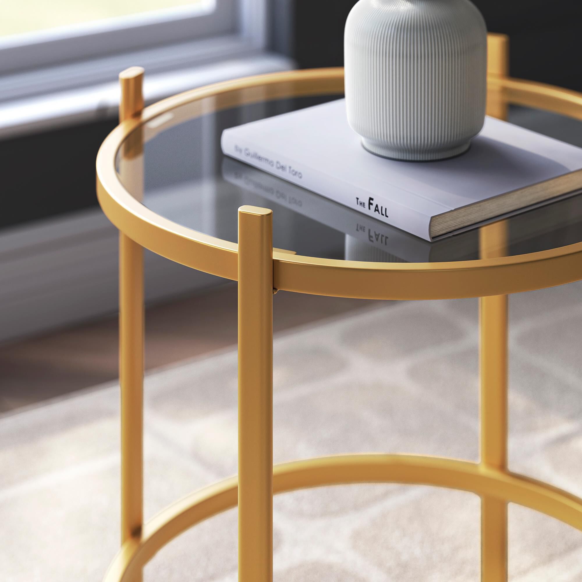 Ashley Pearlox 3-Piece Occasional Table Set in Gold