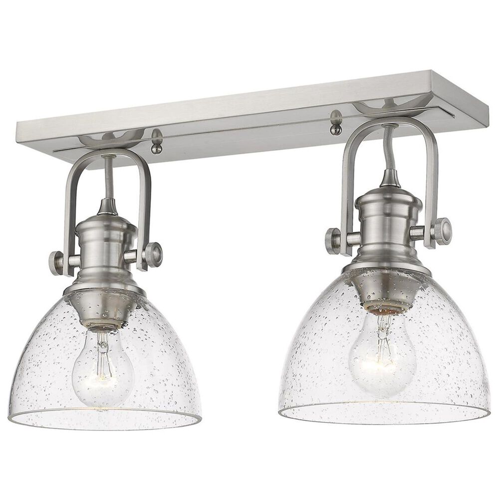 Golden Lighting Hines 2-Light Semi-Flush in Pewter with Seeded Glass, , large