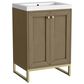 James Martin Vanities Chianti 24" Single Bathroom Vanity in Walnut Whisper and Champagne Brass with 2 cm White Glossy Composite Stone Top and Rectangular Sink, , large