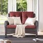 Sunwell Garden Patio Loveseat with Brown Frame in Red, , large