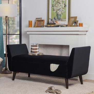 Jennifer Taylor Home Duff Mid-Century Modern Entryway Storage Bench in Black, , large