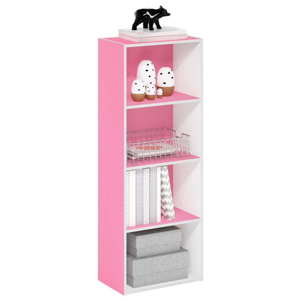 HOMLUX 4-Tier Open Shelf Bookcase in Pink and White, , large