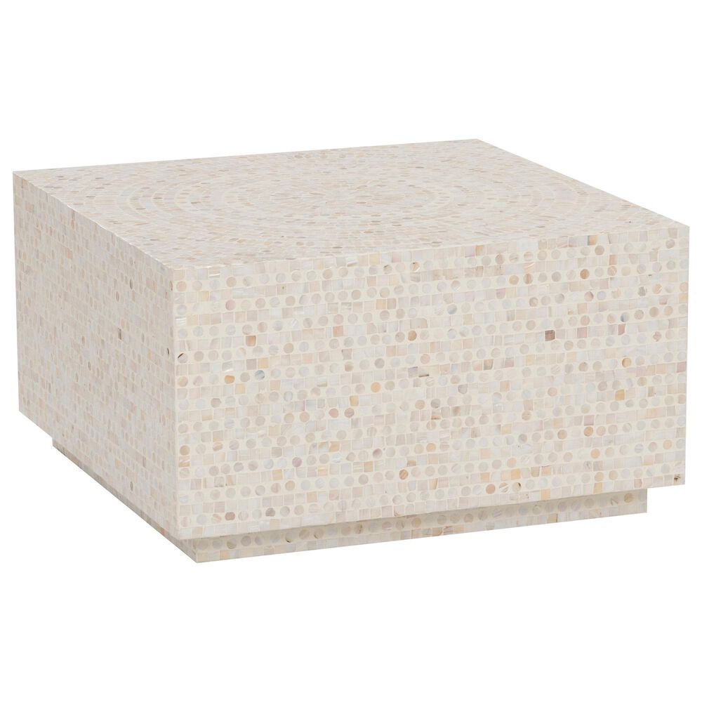 Linon Home Decor Partia Capiz Square Coffee Table in Cream, , large