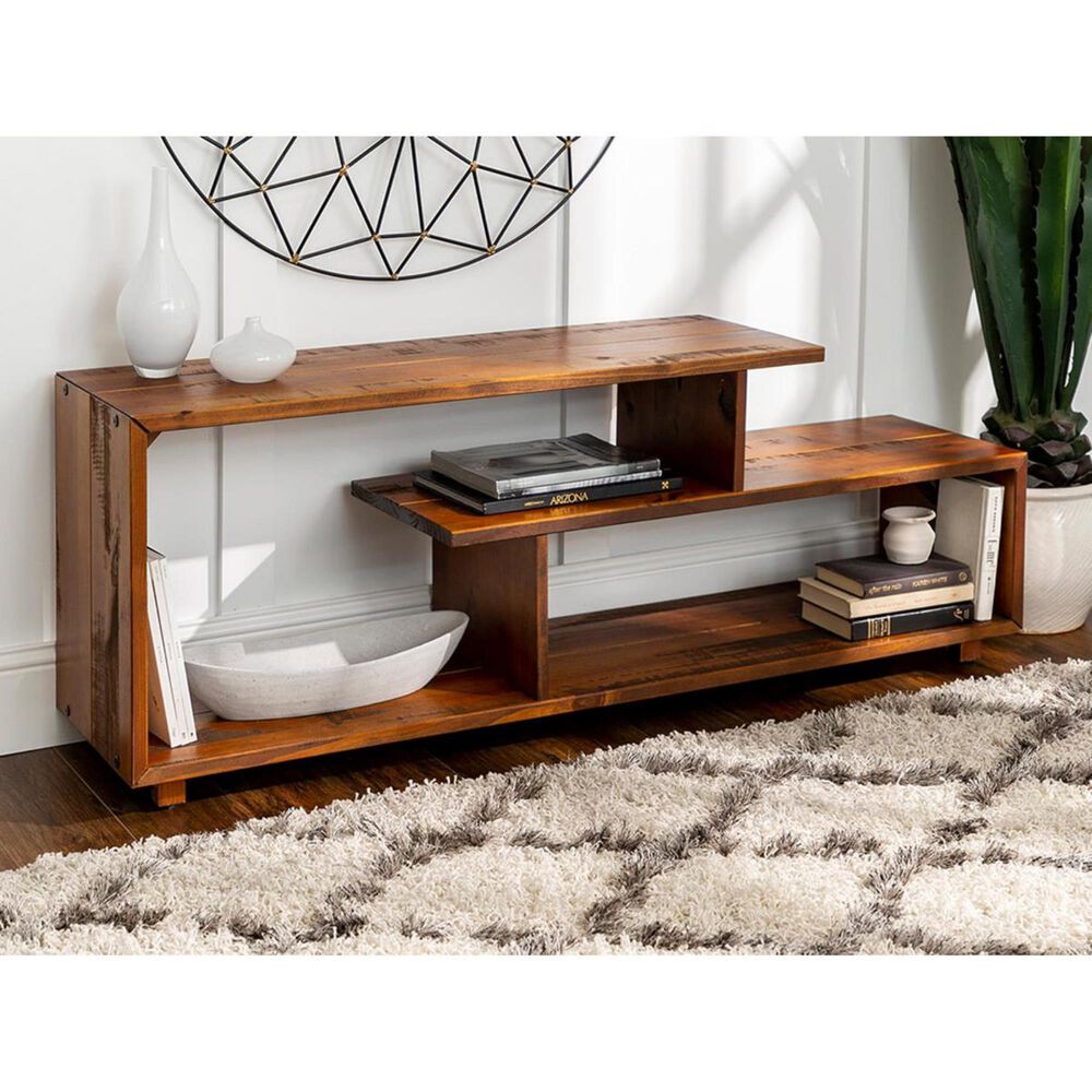 Walker Edison 60&quot; Rustic Solid Wood TV Console in Amber, , large