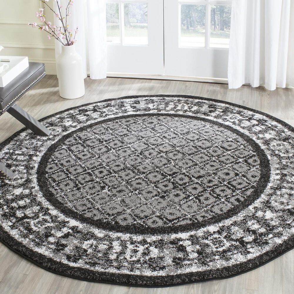 Safavieh Adirondack ADR110A-6R 6&#39; x 6&#39;  Black/Silver Round Rug, , large