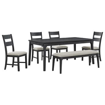 Mayberry Hill Garcia 6-Piece Dining Set with Bench in Black, , large