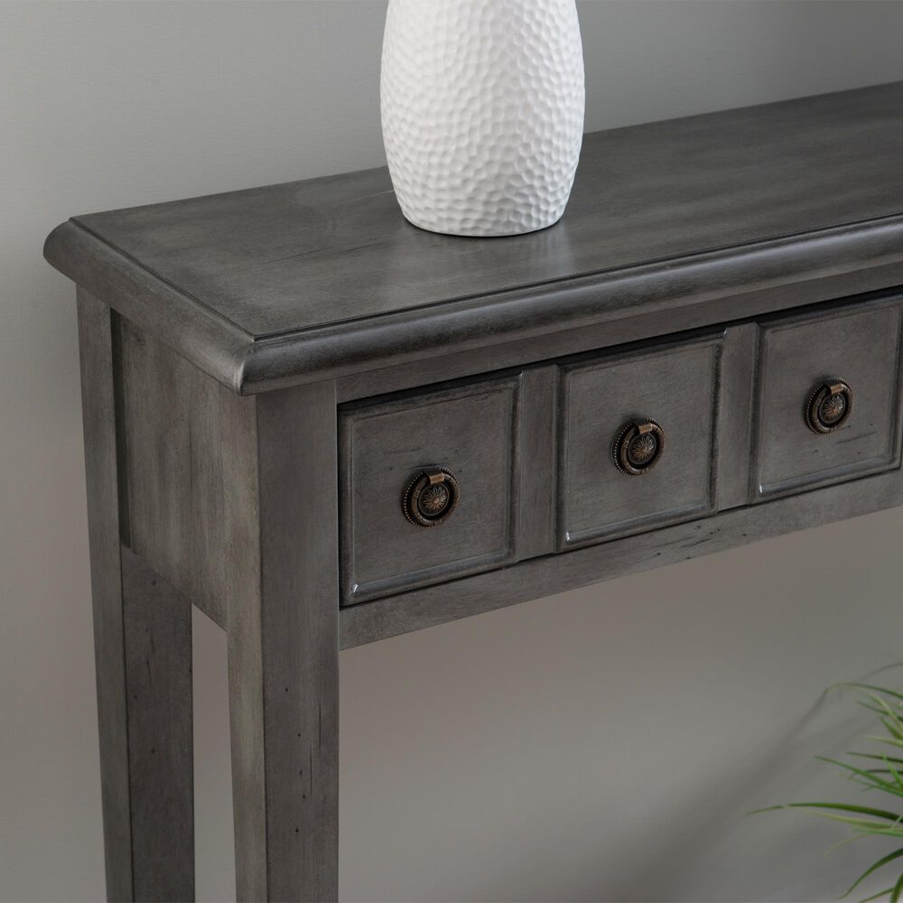 Linon Home Decor Sadie Console Table in Distressed Dark Grey, , large