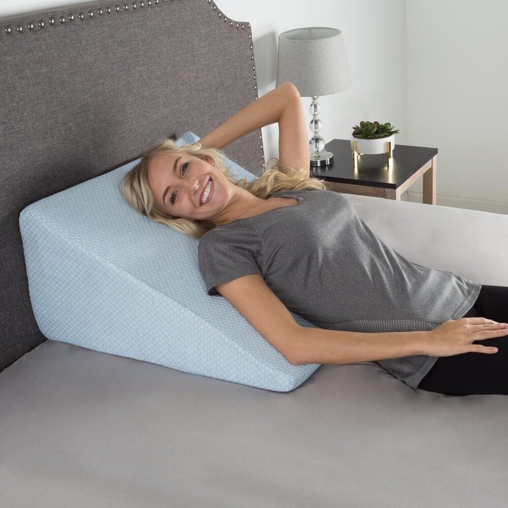 Timberlake Lavish Home High Wedge Memory Foam Pillow in Blue, , large