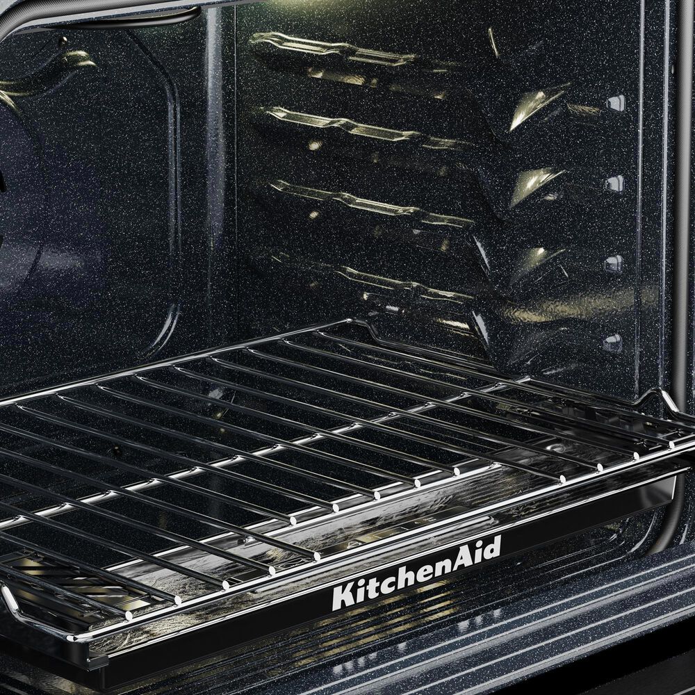 KitchenAid 2-Piece Kitchen Package with 5 Cu. Ft. Smart Slide-in Gas Range and 1.1 Cu. Ft. Multifunction Over-the-Range Microwave Oven in PrintShield Stainless Steel, , large