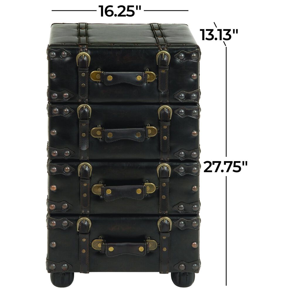 Maple and Jade 4-Drawer Room Chest with Buckle Strap and Stud Detail in Black, , large