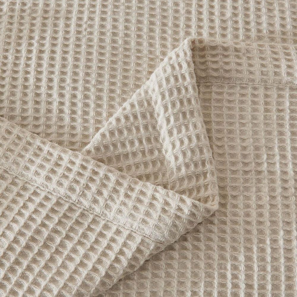 Trade Linker Full/Queen Waffle Weave Knit Throw Blanket in Stone, , large