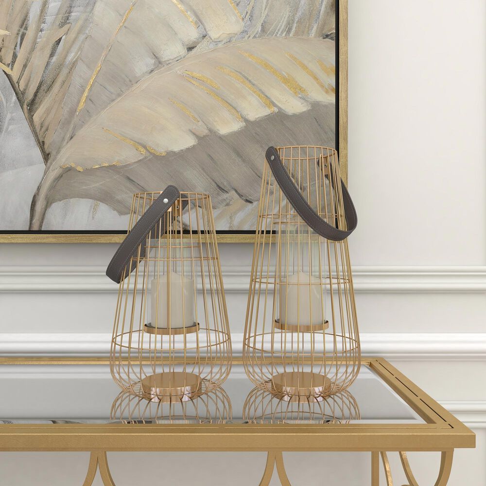 Maple and Jade Metal Lantern in Gold &#40;Set of 2&#41;, , large