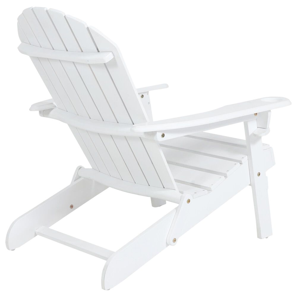 Hearth and Haven Bellwood Outdoor Foldable Adirondack Chair with Cup Holder in White, , large