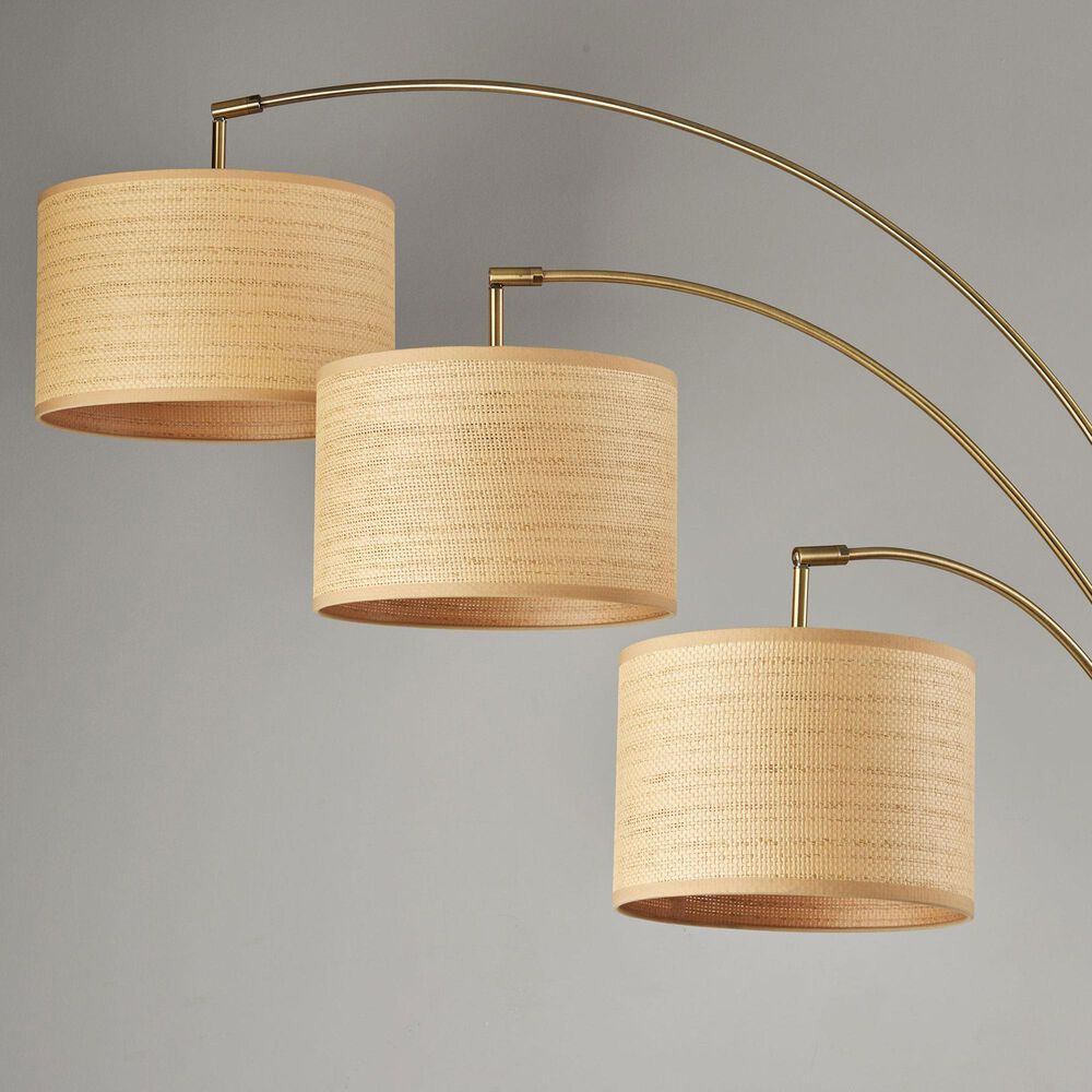 Adesso Bowery 3-Arm Arc Lamp and Shades in Antique Brass, , large