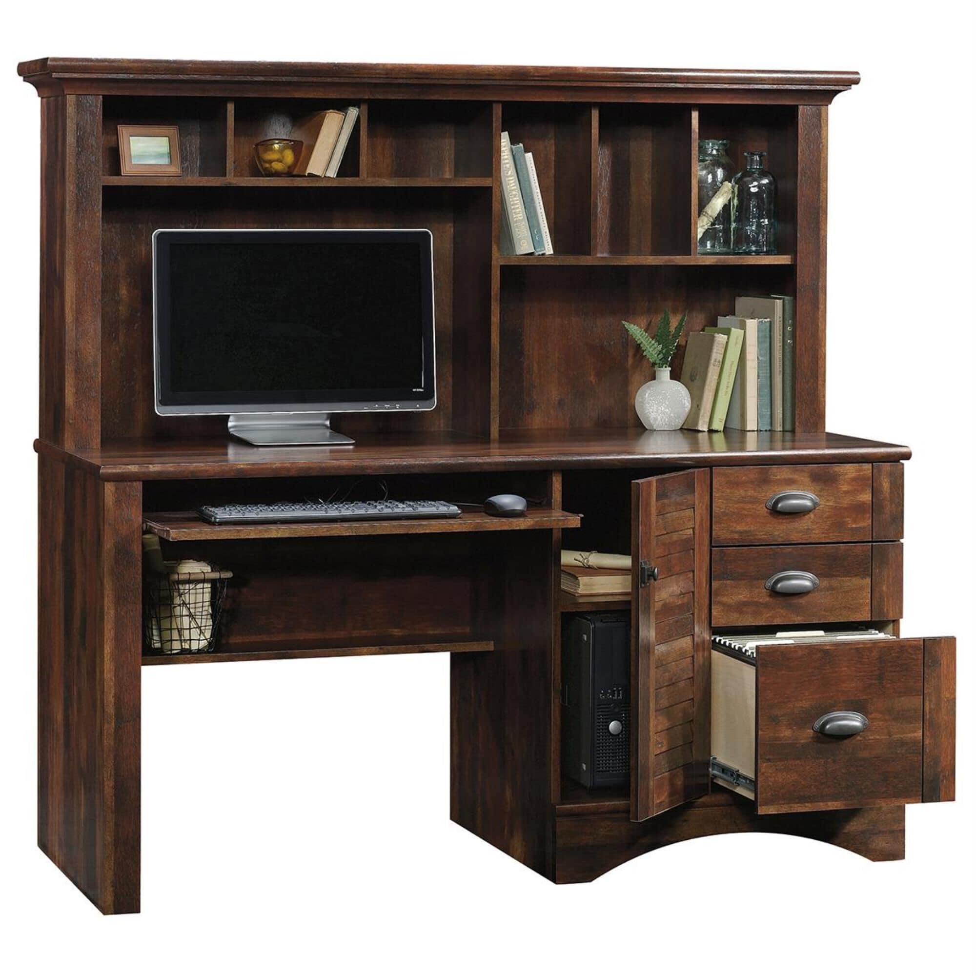 Sauder computer shop desk with drawers